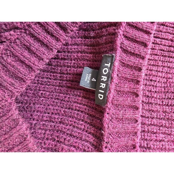 Torrid Plus Size Plum Purple V Neck Knit Sweater With Side Zipper Detail - Picture 4 of 8